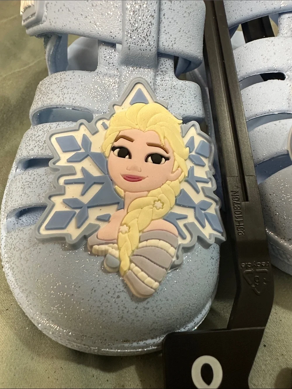 Girls Light Blue Elsa Jelly Sandals with Character Charm - Size 8